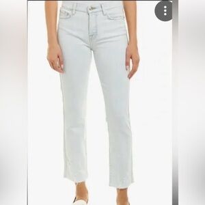 7 For All Mankind Edie Light Blue Distressed Straight Leg Jeans